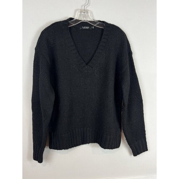 Ralph Lauren Sweaters - Ralph Lauren Black Label V-Neck Metallic Sweater Women’s Small Warm Preppy
